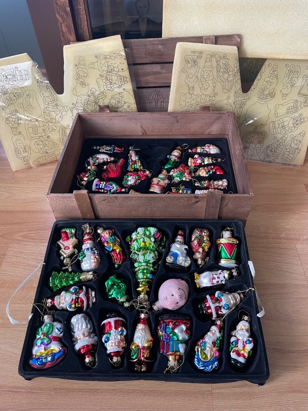 Vintage Thomas Pacconi Glass Ornaments Classics 43 Pc Set 2003 w/Wood Case